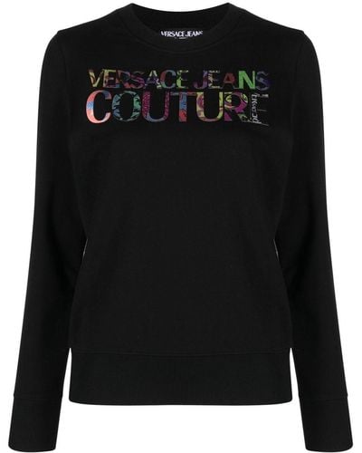Versace Logo Patch Crew Neck Sweatshirt - Black