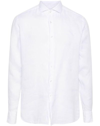 Xacus Klassisches Leinenhemd - Weiß