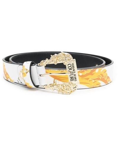 Versace Jeans Couture Logo-buckle Leather Belt - White