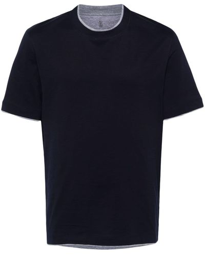 Brunello Cucinelli Faux-layered Cotton T-shirt - Blue