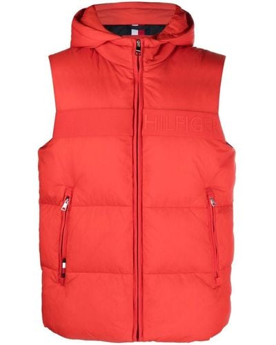 Tommy Hilfiger Padded Hooded Gilet - Red