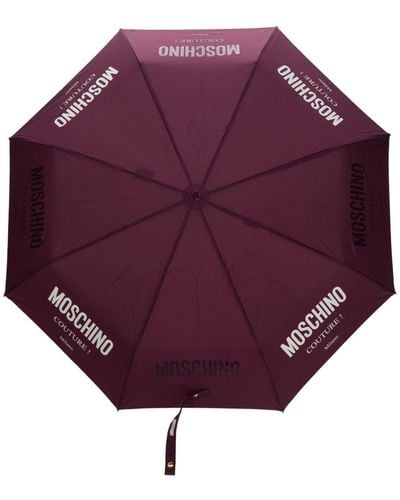 Moschino Regenschirm mit Logo-Print - Lila