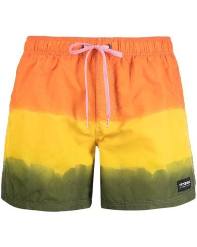 Sundek Gradient-effect Design Swim Shorts - Orange