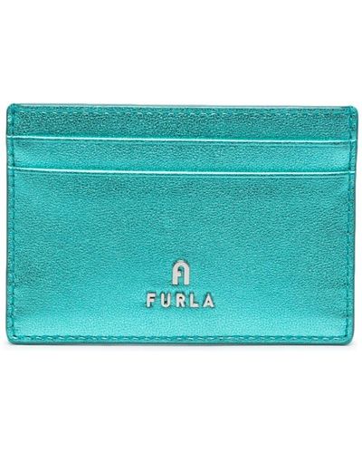 Furla Porte-cartes à plaque logo Camelia - Bleu