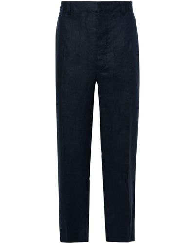Prada Tapered Linen Trousers - Blue