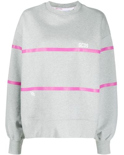 Gcds Stripe-detailed Sweatshirt - Gray