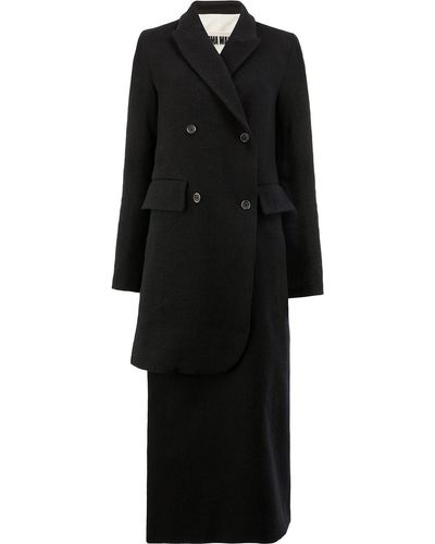 Uma Wang Asymmetric Double-breasted Coat - Black