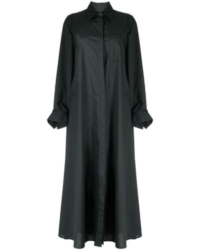 Twp Long-sleeve Cotton Shirt Dress - Black