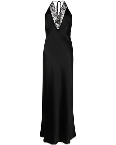 Sir. The Label Aries Halterneck Silk Gown - Black