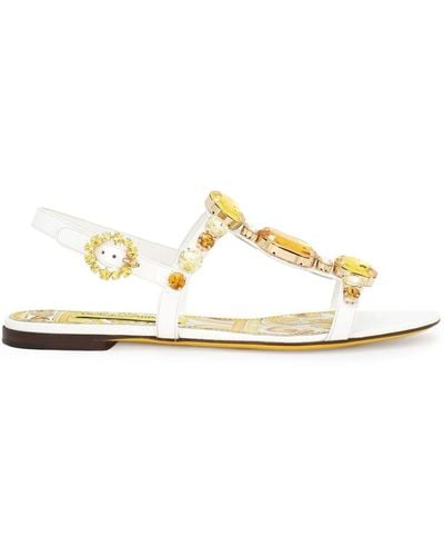 Dolce & Gabbana Bianca Leather Sandals - White