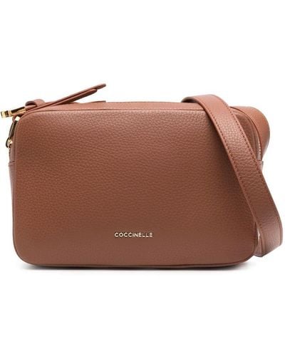Coccinelle Grained Leather Crossbody Bag - Brown