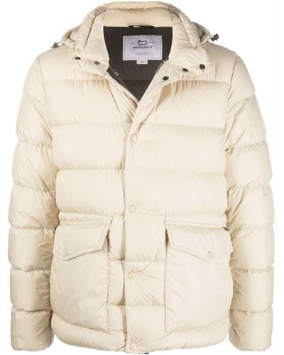 Woolrich Feather-down Hooded Puffer Jacket - Natural