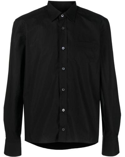 Raf Simons Logo-patch Long-sleeve Cotton Shirt - Black