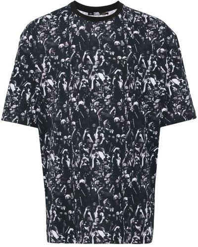 Karl Lagerfeld Paparazzi-print Organic Cotton T-shirt - Black