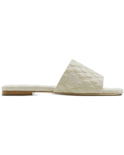 Burberry Quilted Leather Flat Sandals - White