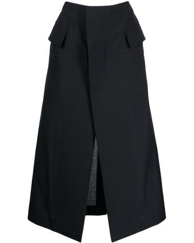Sacai Suiting Mix Layered Midi Skirt - Black