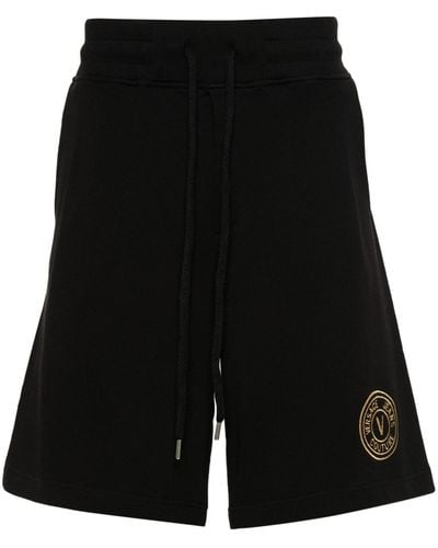 Versace Jeans Couture Short en coton à logo brodé - Noir
