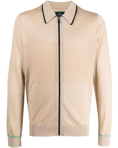 PS by Paul Smith Fine-knit Spread-collar Cardigan - Natural