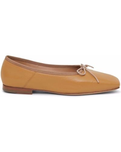 Mansur Gavriel Square-toe Leather Ballerina Shoes - Brown