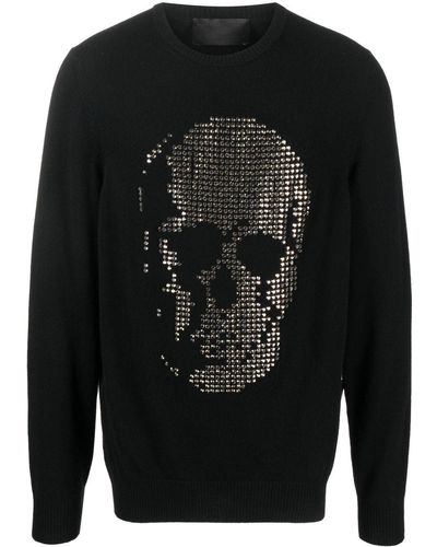 Philipp Plein Skull-appliqué Cashmere Sweatshirt - Black