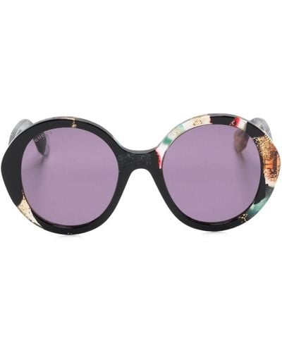 Gucci Glittered Round-frame Sunglasses - Purple