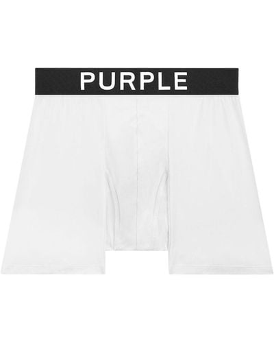 Purple Brand Logo-waistband Cotton Boxers - White