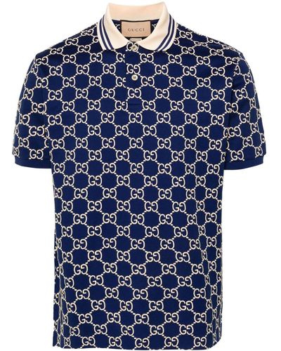 Gucci Polo In Cotone GG Stretch - Blu