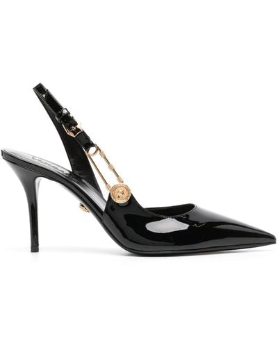 Versace Safety Pin Leather Pump - Black