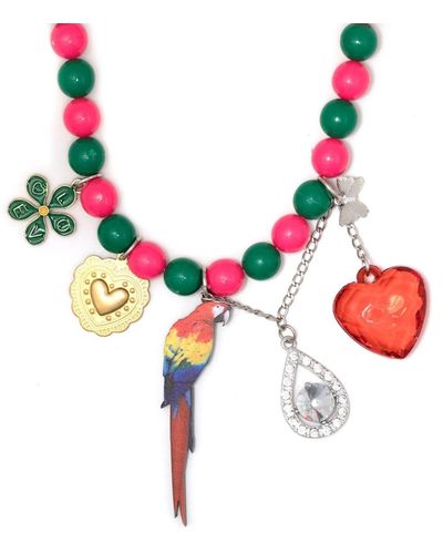 Amir Slama Charm-detail Beaded Necklace - Red