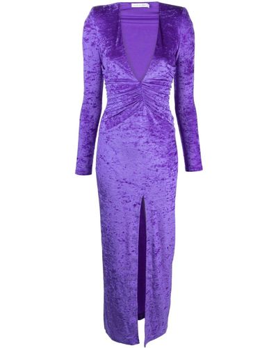 Amen V-neck Velvet Dress - Purple