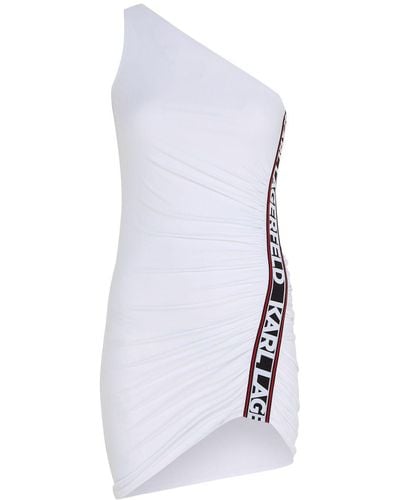 Karl Lagerfeld Logo-tape One-shoulder Minidress - White