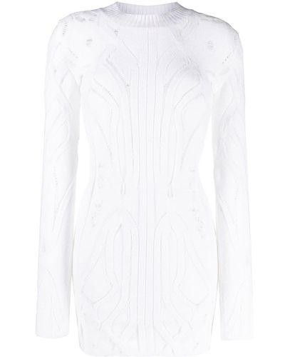VITELLI Open-knit Long-line Sweater - White