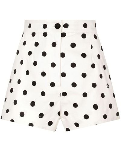 Dolce & Gabbana Polka Dot-print High-waisted Shorts - White