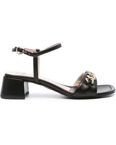 Love Moschino 50mm Heart-chain Leather Sandals - Black