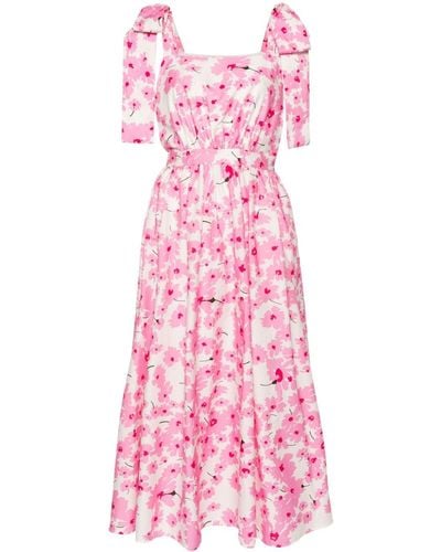 MSGM Floral-print Cotton Maxi Dress - Pink