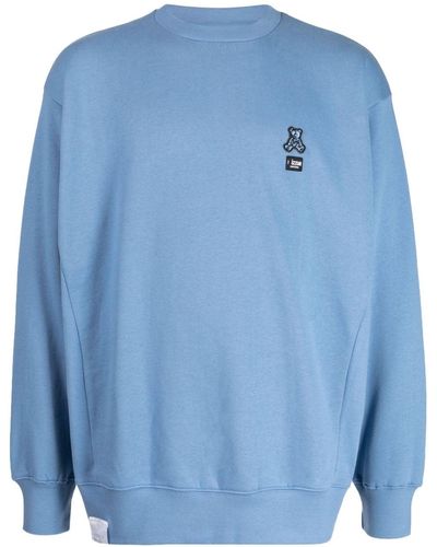 Izzue Bear-patch Fleece Sweatshirt - Blue