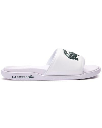 Lacoste Croco Dualiste Logo Strap Slides - White