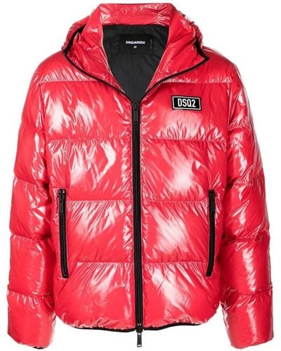 DSquared² Logo Patch Hooded Jacket - Red