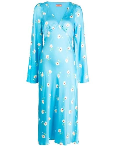 Kitri Libby Floral-print Midi Dress - Blue