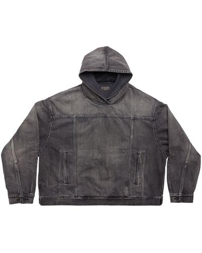 Balenciaga Hooded Denim Jacket - Gray