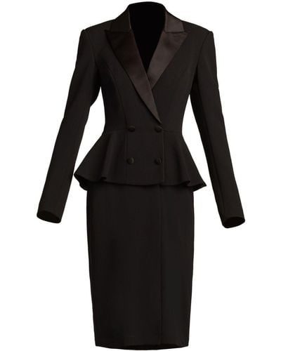 Tadashi Shoji Gilles Peplum Tuxedo Dress - Black