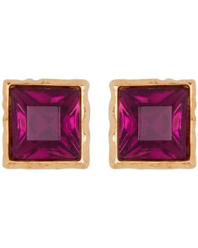 Oscar de la Renta Square Crystal Earrings - Purple
