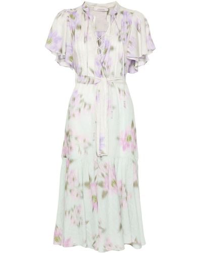 Dorothee Schumacher Blooming Volumes Chambray Maxi Dress - White