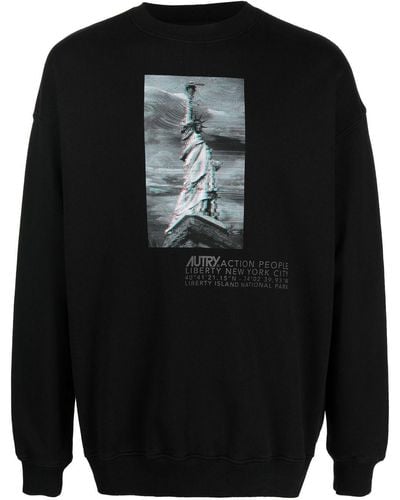 Autry Graphic-print Detail Sweatshirt - Black