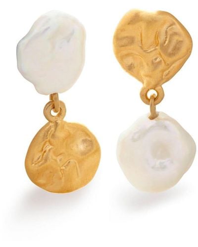 Monica Vinader X Mother of Pearl puces d'oreilles Keshi - Blanc