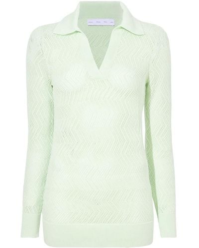 Proenza Schouler Agnes Zig-zag Pointelle Knitted Sweater - Green