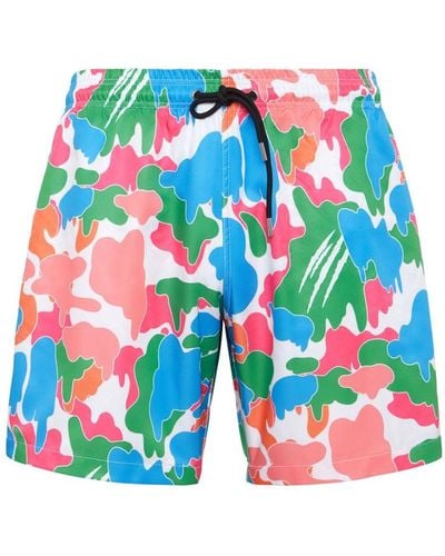 Philipp Plein Camouflage Swim Shorts - Blue