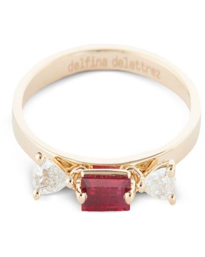 Delfina Delettrez 18kt Dancing Diamonds Gelbgoldring mit Rubin - Mettallic