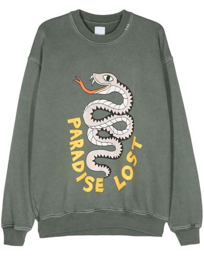 Alchemist Snake-print Cotton Sweatshirt - Grey