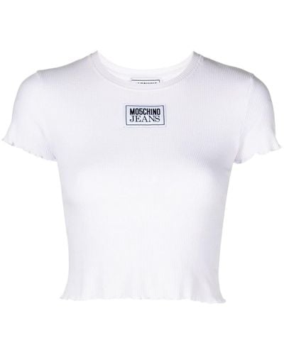 Moschino Jeans Logo-appliqué Cropped T-shirt - White